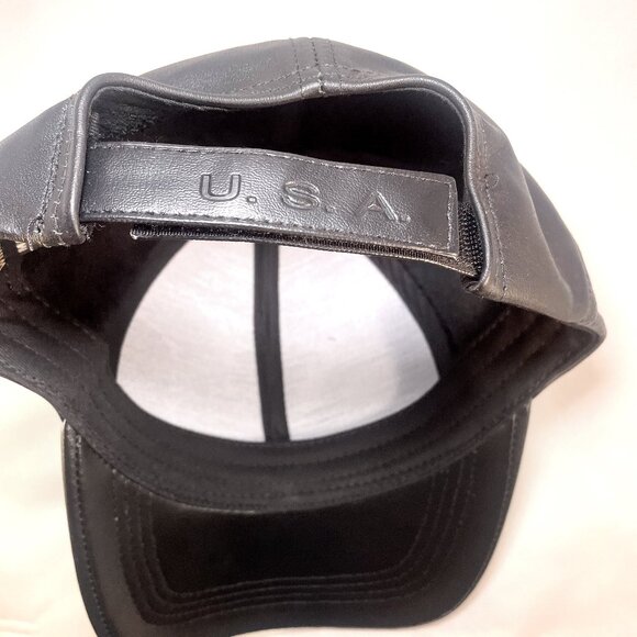 Adjustable Baseball Hat USA Made + Embossed Emstate Winner Caps Genuine Leather - Picture 12 of 16